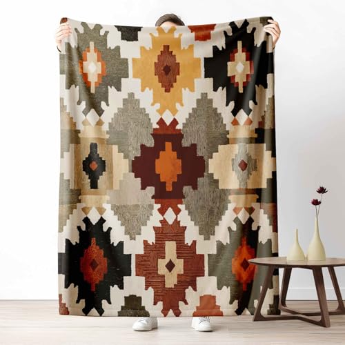 Kuscheldecke für den Winter, Warme Stammes Kilim Fleecedecke für Kalte Tage Südwestlich Geometrie Flanelldecke Rustikal Patchwork Sofadecke Flauschig Weich für Bett Couch, 150x200 cm Kuscheldecke für den Winter, Warme Stammes Kilim Fleecedecke für Kalte Tage Südwestlich Geometrie Flanelldecke Rustikal Patchwork Sofadecke Flauschig Weich für Bett Couch, 150x200 cm von LLponhg