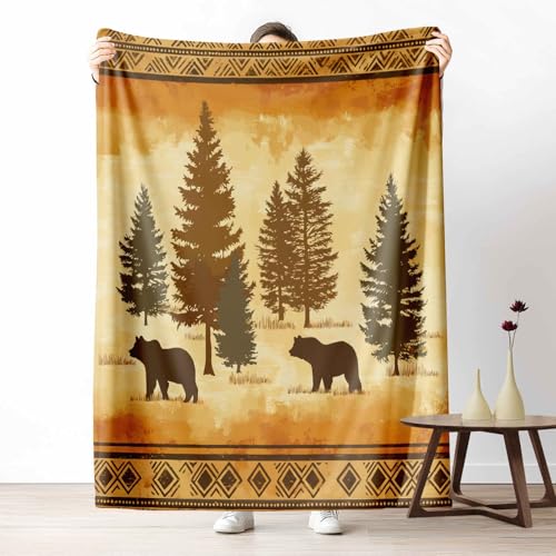 Kuscheldecke für den Winter, Warme Waldtiere Bär Fleecedecke für Kalte Tage Rustikaler Tanne Flanelldecke Ethnischer Stammes Sofadecke Flauschig Weich für Bett Couch, 150x200 cm Kuscheldecke für den Winter, Warme Waldtiere Bär Fleecedecke für Kalte Tage Rustikaler Tanne Flanelldecke Ethnischer Stammes Sofadecke Flauschig Weich für Bett Couch, 150x200 cm von LLponhg
