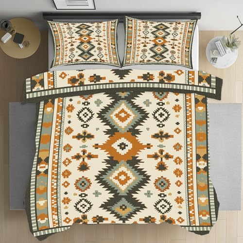 LLponhg Bettwäsche 135x200 Azteken-Muster Bettwäsche Set Weich Microfaser Kuschelige Bettwäsche, Volkskunst Wendebettwäsche Braun Bettbezug und Kissenbezug 80x80cm mit Reißverschluss von LLponhg