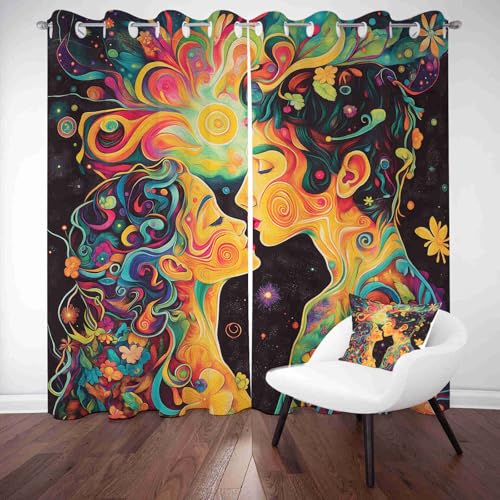 LLponhg Blickdichte Vorhänge mit Ösen Abstrakte Silhouettenkunst Verdunklungsvorhänge für Schlafzimmer & Wohnzimmer VerdunkelndLeuchtend Orange Thermo-Vorhänge 2er Set 166x75 cm LLponhg Blickdichte Vorhänge mit Ösen Abstrakte Silhouettenkunst Verdunklungsvorhänge für Schlafzimmer & Wohnzimmer VerdunkelndLeuchtend Orange Thermo-Vorhänge 2er Set 166x75 cm von LLponhg