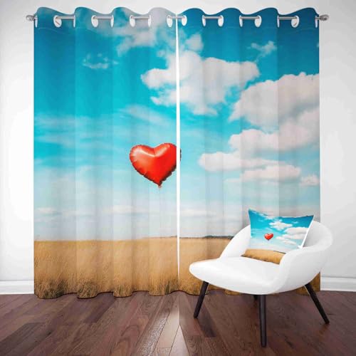 LLponhg Blickdichte Vorhänge mit Ösen Ballonwiesen-Fantasie Verdunklungsvorhänge für Schlafzimmer & Wohnzimmer VerdunkelndHimmelblau Thermo-Vorhänge 2er Set 166x75 cm LLponhg Blickdichte Vorhänge mit Ösen Ballonwiesen-Fantasie Verdunklungsvorhänge für Schlafzimmer & Wohnzimmer VerdunkelndHimmelblau Thermo-Vorhänge 2er Set 166x75 cm von LLponhg