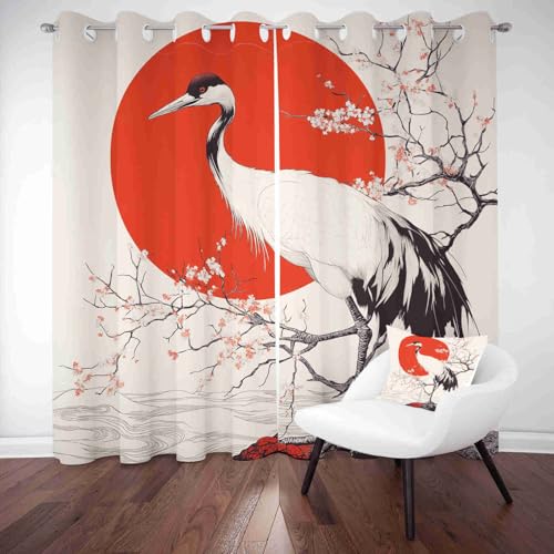 LLponhg Blickdichter Vorhang Orientalischer Kranich-Design mit Ösen Karmesinrot Verdunklungsvorhänge für Schlafzimmer & Kinderzimmer 100% Blackout, Thermo Gardinen 2er Set - H260 x B140 cm LLponhg Blickdichter Vorhang Orientalischer Kranich-Design mit Ösen Karmesinrot Verdunklungsvorhänge für Schlafzimmer & Kinderzimmer 100% Blackout, Thermo Gardinen 2er Set - H260 x B140 cm von LLponhg