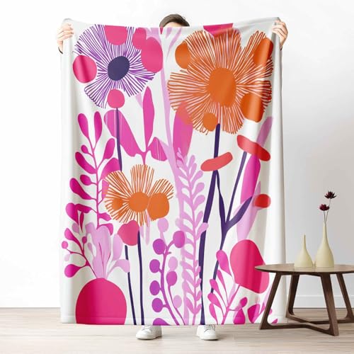 LLponhg Kinder Kuscheldecke Botanisch Geblümt Fleecedecke Bunt & Flauschig, Weiche Malerei Blatt Sofadecke Blühende Pflanze Wohndecke als Geschenk für Jungen Mädchen 200x220 cm von LLponhg