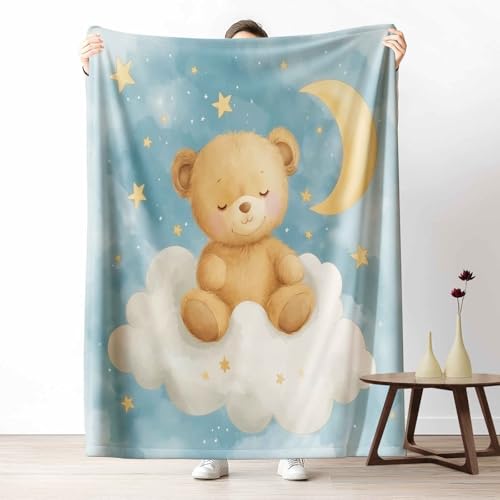 LLponhg Kinder Kuscheldecke Cartoon Bär Fleecedecke Bunt & Flauschig, Weiche Niedlich Wolke Sofadecke Aquarell Stern Wohndecke als Geschenk für Jungen Mädchen 200x220 cm von LLponhg