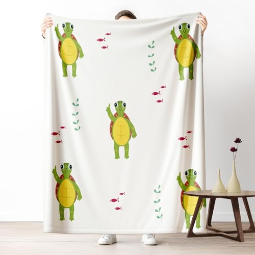 LLponhg Kinder Kuscheldecke Cartoon Schildkröte Fleecedecke Bunt & Flauschig, Weiche Niedlich Fisch Sofadecke Kinder Algen Wohndecke als Geschenk für Jungen Mädchen 200x220 cm von LLponhg