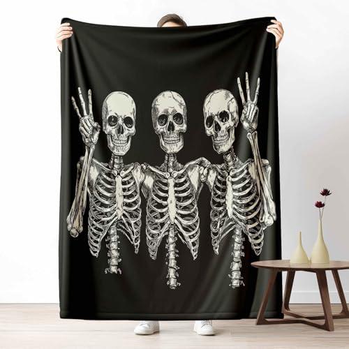 LLponhg Kinder Kuscheldecke Gothic Skelett Fleecedecke Bunt & Flauschig, Weiche Lustig Schädel Sofadecke Gruselig Figur Wohndecke als Geschenk für Jungen Mädchen 200x220 cm von LLponhg
