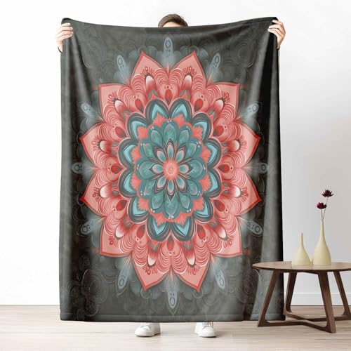 LLponhg Kinder Kuscheldecke Mandala Geblümt Fleecedecke Bunt & Flauschig, Weiche Ästhetik Blumenmuster Sofadecke Bohemian Dekoration Wohndecke als Geschenk für Jungen Mädchen 200x220 cm von LLponhg