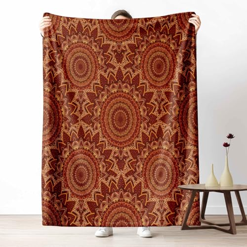 LLponhg Kinder Kuscheldecke Mandala Muster Fleecedecke Bunt & Flauschig, Weiche Orientalisch Kreisform Sofadecke Ethnischer Ornament Wohndecke als Geschenk für Jungen Mädchen 200x220 cm von LLponhg