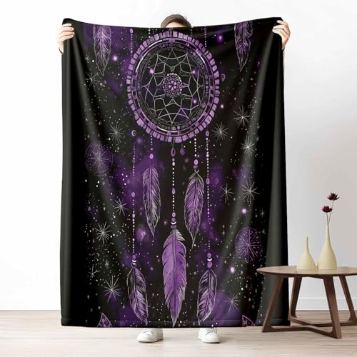 LLponhg Kinder Kuscheldecke Mystisch Traumfänger Fleecedecke Bunt & Flauschig, Weiche Bohemian Feder Sofadecke Weltraum Sternenhimmel Wohndecke als Geschenk für Jungen Mädchen 200x220 cm von LLponhg