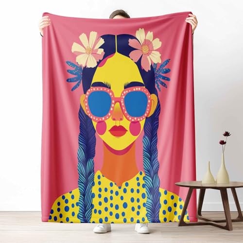 LLponhg Kinder Kuscheldecke Pop Art Frau Fleecedecke Bunt & Flauschig, Weiche Mode Sonnenbrille Sofadecke Punkte Mädchen Wohndecke als Geschenk für Jungen Mädchen 200x220 cm LLponhg Kinder Kuscheldecke Pop Art Frau Fleecedecke Bunt & Flauschig, Weiche Mode Sonnenbrille Sofadecke Punkte Mädchen Wohndecke als Geschenk für Jungen Mädchen 200x220 cm von LLponhg