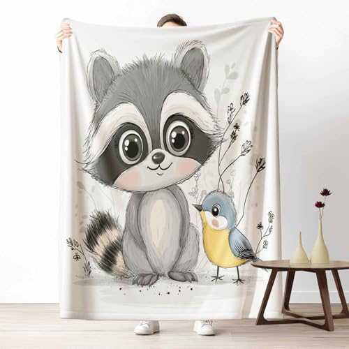 LLponhg Kinder Kuscheldecke Tier Waschbär Fleecedecke Bunt & Flauschig, Weiche Cartoon Vogel Sofadecke Skizze Pflanze Wohndecke als Geschenk für Jungen Mädchen 200x220 cm LLponhg Kinder Kuscheldecke Tier Waschbär Fleecedecke Bunt & Flauschig, Weiche Cartoon Vogel Sofadecke Skizze Pflanze Wohndecke als Geschenk für Jungen Mädchen 200x220 cm von LLponhg