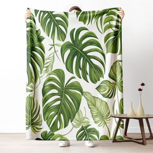 LLponhg Kinder Kuscheldecke Tropisch Palmblätter Fleecedecke Bunt & Flauschig, Weiche Botanisch Monstera Sofadecke Pflanzen Blatt Wohndecke als Geschenk für Jungen Mädchen 200x220 cm von LLponhg