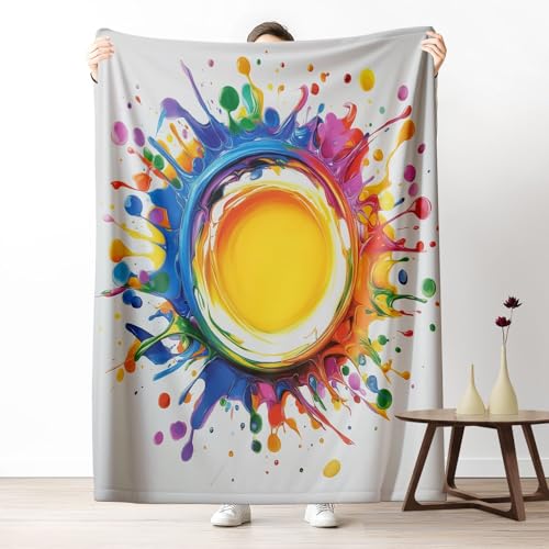 LLponhg Kinderdecke Bunte Graffiti-Wassertropfen Kuschelige Fleecedecke für Jungen Kuscheldecke 180x230 cm, Geburtstagsgeschenk für Kinder Weiß Weiche Sofadecke von LLponhg
