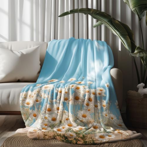 LLponhg Kinderdecke Gänseblümchenfeld Kuschelige Fleecedecke für Jungen Kuscheldecke 180x230 cm, Geburtstagsgeschenk für Kinder Blau Weiche Sofadecke von LLponhg