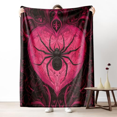 LLponhg Kinderdecke Spinnennetz-Herzmuster Kuschelige Fleecedecke für Jungen Kuscheldecke 180x230 cm, Geburtstagsgeschenk für Kinder Rot Weiche Sofadecke von LLponhg