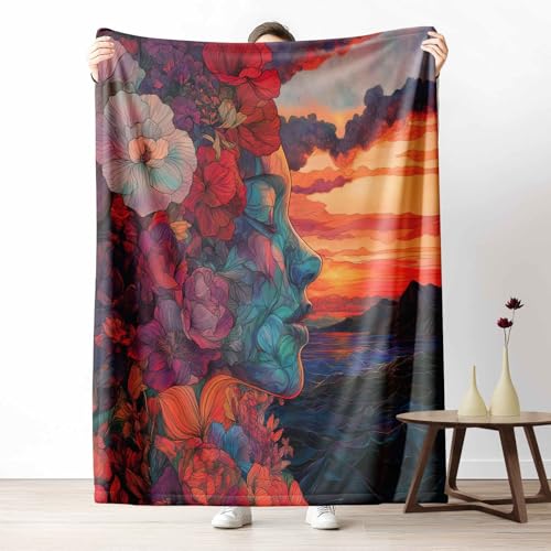 LLponhg Kuscheldecke 150x200 Abstrakt Frau Flauschige Couchdecke mit 3D Effekt Blumen Sonnenuntergang Plaid als Sofadecke oder Bettüberwurf Malerei Meer Weich & Waschbar 220x240 cm LLponhg Kuscheldecke 150x200 Abstrakt Frau Flauschige Couchdecke mit 3D Effekt Blumen Sonnenuntergang Plaid als Sofadecke oder Bettüberwurf Malerei Meer Weich & Waschbar 220x240 cm von LLponhg