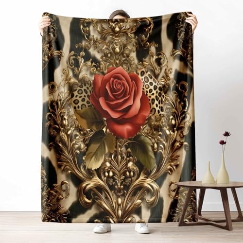 LLponhg Kuscheldecke 150x200 Barock Rose Flauschige Couchdecke mit 3D Effekt Tiermuster Kuhfell Plaid als Sofadecke oder Bettüberwurf Luxuriöse Leopardenmuster Weich & Waschbar 220x240 cm LLponhg Kuscheldecke 150x200 Barock Rose Flauschige Couchdecke mit 3D Effekt Tiermuster Kuhfell Plaid als Sofadecke oder Bettüberwurf Luxuriöse Leopardenmuster Weich & Waschbar 220x240 cm von LLponhg