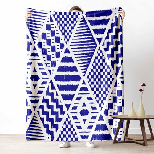 LLponhg Kuscheldecke 150x200 Ethnischer Stil Geometrisch Flauschige Couchdecke mit 3D Effekt Aztekenmuster Raute Plaid als Sofadecke oder Bettüberwurf Bohemian Dreieck Weich & Waschbar 220x240 cm von LLponhg