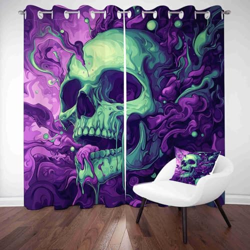 LLponhg Vorhang mit Ösen Ätherisches Totenkopf-Motiv Blickdicht Verdunklungsvorhänge Thermo für Wohnzimmer Fenster Moosgrün Gardinen Schlafzimmer Kinderzimmer verdunkelnd 2er Pack H230 x B117 cm LLponhg Vorhang mit Ösen Ätherisches Totenkopf-Motiv Blickdicht Verdunklungsvorhänge Thermo für Wohnzimmer Fenster Moosgrün Gardinen Schlafzimmer Kinderzimmer verdunkelnd 2er Pack H230 x B117 cm von LLponhg