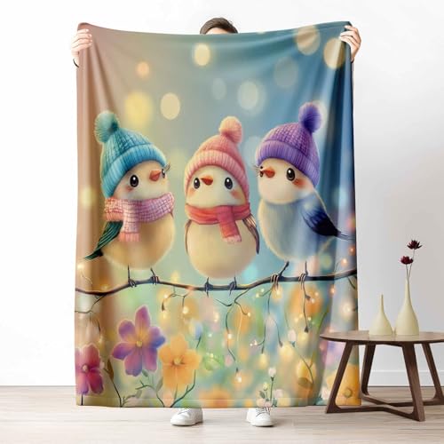 LLponhg Wohndecke mit 3D Druck Cartoon Vögel Flauschige Tagesdecke für das Schlafzimmer Frühling Blumen Kuscheldecke als Überwurf für Sofa Niedlich Schal Flanell & Sherpa Mix Weich, 180x230 cm LLponhg Wohndecke mit 3D Druck Cartoon Vögel Flauschige Tagesdecke für das Schlafzimmer Frühling Blumen Kuscheldecke als Überwurf für Sofa Niedlich Schal Flanell & Sherpa Mix Weich, 180x230 cm von LLponhg