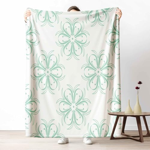 LLponhg Wohndecke mit 3D Druck Geblümt Blume Flauschige Tagesdecke für das Schlafzimmer Mandala Ornament Kuscheldecke als Überwurf für Sofa Modern Ranken Flanell & Sherpa Mix Weich, 180x230 cm von LLponhg