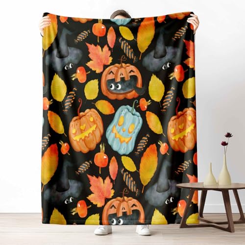 LLponhg Wohndecke mit 3D Druck Halloween Kürbis Flauschige Tagesdecke für das Schlafzimmer Herbst Ahornblatt Kuscheldecke als Überwurf für Sofa Cartoon Hexe Flanell & Sherpa Mix Weich, 180x230 cm LLponhg Wohndecke mit 3D Druck Halloween Kürbis Flauschige Tagesdecke für das Schlafzimmer Herbst Ahornblatt Kuscheldecke als Überwurf für Sofa Cartoon Hexe Flanell & Sherpa Mix Weich, 180x230 cm von LLponhg