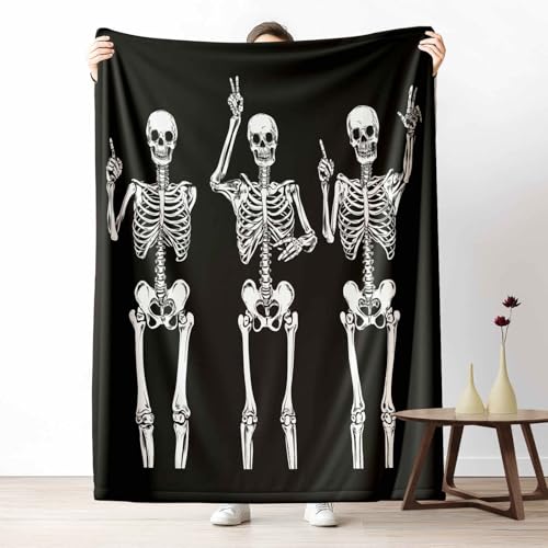LLponhg Wohndecke mit 3D Druck Horror Skelett Flauschige Tagesdecke für das Schlafzimmer Gothic Schädel Kuscheldecke als Überwurf für Sofa Lustig Figur Flanell & Sherpa Mix Weich, 180x230 cm LLponhg Wohndecke mit 3D Druck Horror Skelett Flauschige Tagesdecke für das Schlafzimmer Gothic Schädel Kuscheldecke als Überwurf für Sofa Lustig Figur Flanell & Sherpa Mix Weich, 180x230 cm von LLponhg