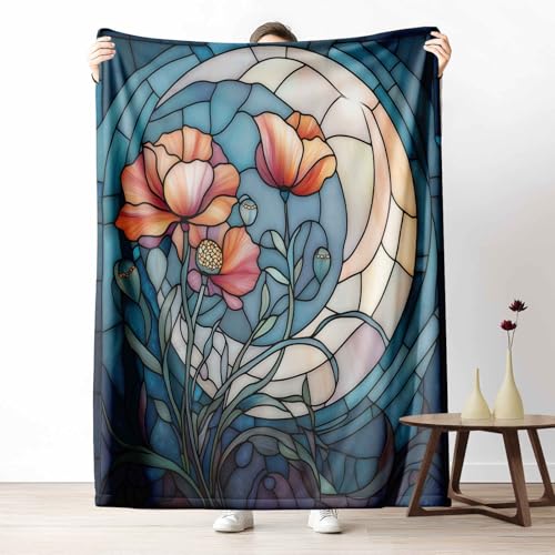 LLponhg Wohndecke mit 3D Druck Mosaik Mohn Flauschige Tagesdecke für das Schlafzimmer Jugendstil Mond Kuscheldecke als Überwurf für Sofa Mystisch Blume Flanell & Sherpa Mix Weich, 180x230 cm LLponhg Wohndecke mit 3D Druck Mosaik Mohn Flauschige Tagesdecke für das Schlafzimmer Jugendstil Mond Kuscheldecke als Überwurf für Sofa Mystisch Blume Flanell & Sherpa Mix Weich, 180x230 cm von LLponhg