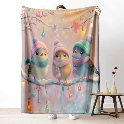 LLponhg Wohndecke mit 3D Druck Niedlich Vögel Flauschige Tagesdecke für das Schlafzimmer Winter Schnee Kuscheldecke als Überwurf für Sofa Cartoon Lichterkette Flanell & Sherpa Mix Weich, 180x230 cm LLponhg Wohndecke mit 3D Druck Niedlich Vögel Flauschige Tagesdecke für das Schlafzimmer Winter Schnee Kuscheldecke als Überwurf für Sofa Cartoon Lichterkette Flanell & Sherpa Mix Weich, 180x230 cm von LLponhg