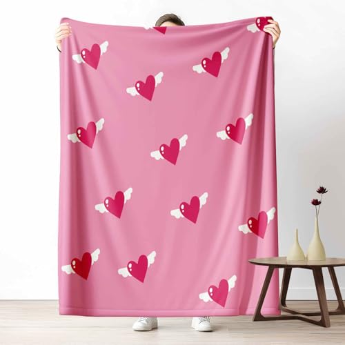 LLponhg Wohndecke mit 3D Druck Romantisch Herzform Flauschige Tagesdecke für das Schlafzimmer Liebe Paar Kuscheldecke als Überwurf für Sofa Süß Flügel Flanell & Sherpa Mix Weich, 180x230 cm LLponhg Wohndecke mit 3D Druck Romantisch Herzform Flauschige Tagesdecke für das Schlafzimmer Liebe Paar Kuscheldecke als Überwurf für Sofa Süß Flügel Flanell & Sherpa Mix Weich, 180x230 cm von LLponhg