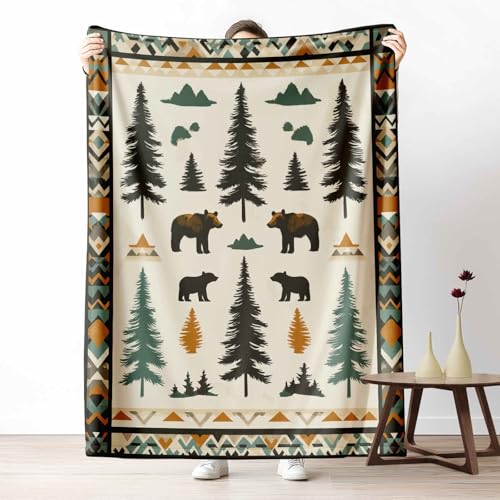 LLponhg Wohndecke mit 3D Druck Rustikaler Bär Flauschige Tagesdecke für das Schlafzimmer Waldtiere Tanne Kuscheldecke als Überwurf für Sofa Ethnischer Dreieck Flanell & Sherpa Mix Weich, 180x230 cm LLponhg Wohndecke mit 3D Druck Rustikaler Bär Flauschige Tagesdecke für das Schlafzimmer Waldtiere Tanne Kuscheldecke als Überwurf für Sofa Ethnischer Dreieck Flanell & Sherpa Mix Weich, 180x230 cm von LLponhg