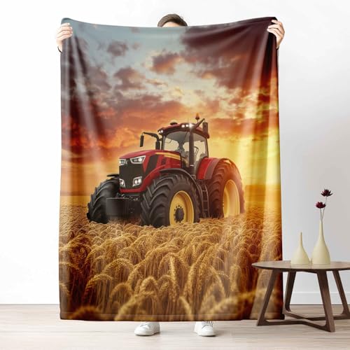 LLponhg Wohndecke mit 3D Druck Rustikaler Traktor Flauschige Tagesdecke für das Schlafzimmer Landschaft Sonnenuntergang Kuscheldecke als Überwurf für Sofa Bauernhaus Feld Flanell Weich, 180x230 cm LLponhg Wohndecke mit 3D Druck Rustikaler Traktor Flauschige Tagesdecke für das Schlafzimmer Landschaft Sonnenuntergang Kuscheldecke als Überwurf für Sofa Bauernhaus Feld Flanell Weich, 180x230 cm von LLponhg