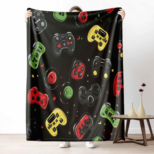 LLponhg Wohndecke mit 3D Druck Spiele Gamepad Flauschige Tagesdecke für das Schlafzimmer Graffiti Controller Kuscheldecke als Überwurf für Sofa Gamer Konsole Flanell & Sherpa Mix Weich, 180x230 cm von LLponhg