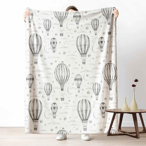 Wohndecke mit 3D Druck Aquarell Heißluftballon Flauschige Tagesdecke für das Schlafzimmer Weltraum Mond Kuscheldecke als Überwurf für Sofa Niedlich Stern Flanell & Sherpa Mix Weich, 180x230 cm Wohndecke mit 3D Druck Aquarell Heißluftballon Flauschige Tagesdecke für das Schlafzimmer Weltraum Mond Kuscheldecke als Überwurf für Sofa Niedlich Stern Flanell & Sherpa Mix Weich, 180x230 cm von LLponhg