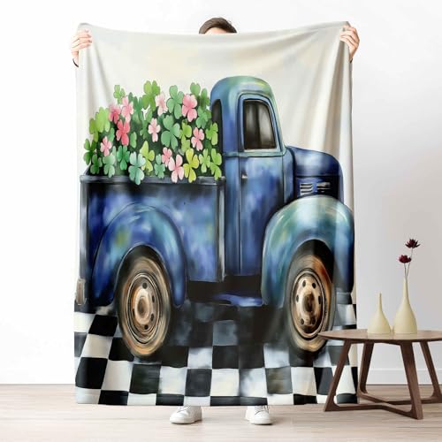 Wohndecke mit 3D Druck Bauernhaus Lkw Flauschige Tagesdecke für das Schlafzimmer Retro Vierblättriges Kleeblatt Kuscheldecke als Überwurf für Sofa Geometrie Schachbrett Flanell Weich, 180x230 cm Wohndecke mit 3D Druck Bauernhaus Lkw Flauschige Tagesdecke für das Schlafzimmer Retro Vierblättriges Kleeblatt Kuscheldecke als Überwurf für Sofa Geometrie Schachbrett Flanell Weich, 180x230 cm von LLponhg