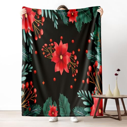 Wohndecke mit 3D Druck Blumenpflanzen Beeren Flauschige Tagesdecke für das Schlafzimmer Winter Stechpalme Kuscheldecke als Überwurf für Sofa Botanisch Blatt Flanell & Sherpa Mix Weich, 180x230 cm Wohndecke mit 3D Druck Blumenpflanzen Beeren Flauschige Tagesdecke für das Schlafzimmer Winter Stechpalme Kuscheldecke als Überwurf für Sofa Botanisch Blatt Flanell & Sherpa Mix Weich, 180x230 cm von LLponhg