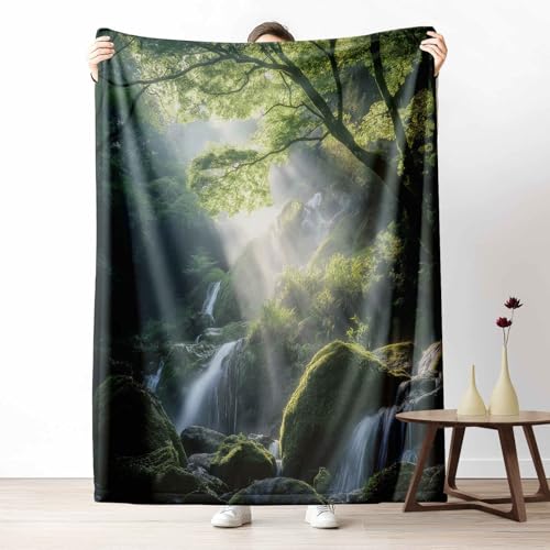 Wohndecke mit 3D Druck Landschaft Wasserfall Flauschige Tagesdecke für das Schlafzimmer Natur Wald Kuscheldecke als Überwurf für Sofa Waldlandschaft Fluss Flanell & Sherpa Mix Weich, 180x230 cm Wohndecke mit 3D Druck Landschaft Wasserfall Flauschige Tagesdecke für das Schlafzimmer Natur Wald Kuscheldecke als Überwurf für Sofa Waldlandschaft Fluss Flanell & Sherpa Mix Weich, 180x230 cm von LLponhg