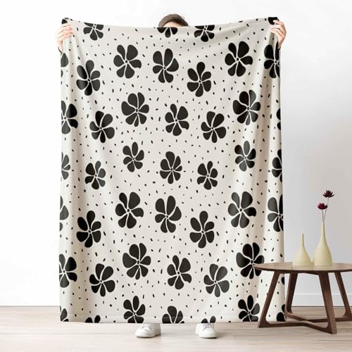 Wohndecke mit 3D Druck Minimalistisch Tupfen Flauschige Tagesdecke für das Schlafzimmer Handgezeichnet Geblümt Kuscheldecke als Überwurf für Sofa Malerei Blumen Hintergrund Flanell Weich, 180x230 cm von LLponhg