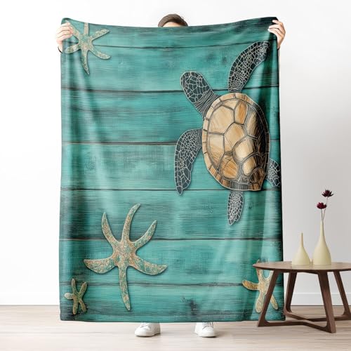Wohndecke mit 3D Druck Nautisch Meeresschildkröten Flauschige Tagesdecke für das Schlafzimmer Küsten Seestern Kuscheldecke als Überwurf für Sofa Ozean Holz Flanell & Sherpa Mix Weich, 180x230 cm Wohndecke mit 3D Druck Nautisch Meeresschildkröten Flauschige Tagesdecke für das Schlafzimmer Küsten Seestern Kuscheldecke als Überwurf für Sofa Ozean Holz Flanell & Sherpa Mix Weich, 180x230 cm von LLponhg