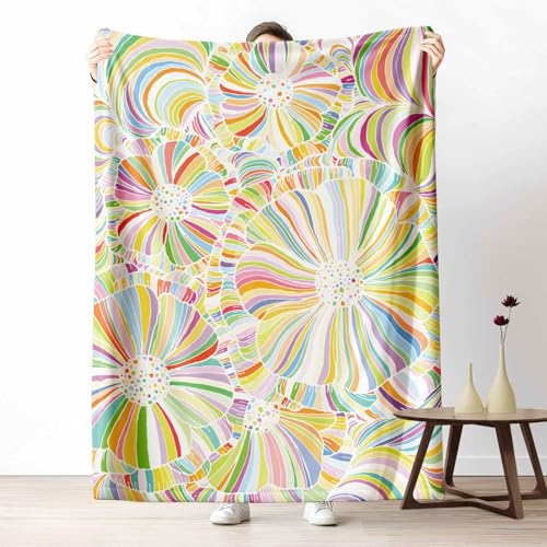 Wohndecke mit 3D Druck Psychedelisch Blume Flauschige Tagesdecke für das Schlafzimmer Hippie Wirbel Kuscheldecke als Überwurf für Sofa Retro Blumenmuster Flanell & Sherpa Mix Weich, 180x230 cm Wohndecke mit 3D Druck Psychedelisch Blume Flauschige Tagesdecke für das Schlafzimmer Hippie Wirbel Kuscheldecke als Überwurf für Sofa Retro Blumenmuster Flanell & Sherpa Mix Weich, 180x230 cm von LLponhg
