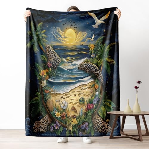 Wohndecke mit 3D Druck Surreal Meeresschildkröten Flauschige Tagesdecke für das Schlafzimmer Tropisch Sonnenuntergang Kuscheldecke als Überwurf für Sofa Blumen Strand Flanell Weich, 180x230 cm Wohndecke mit 3D Druck Surreal Meeresschildkröten Flauschige Tagesdecke für das Schlafzimmer Tropisch Sonnenuntergang Kuscheldecke als Überwurf für Sofa Blumen Strand Flanell Weich, 180x230 cm von LLponhg