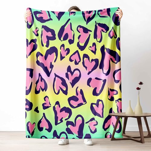 Wohndecke mit 3D Druck Tiermuster Leopardenmuster Flauschige Tagesdecke für das Schlafzimmer Pop Art Herzform Kuscheldecke als Überwurf für Sofa Bunt Gradient Flanell & Sherpa Mix Weich, 180x230 cm Wohndecke mit 3D Druck Tiermuster Leopardenmuster Flauschige Tagesdecke für das Schlafzimmer Pop Art Herzform Kuscheldecke als Überwurf für Sofa Bunt Gradient Flanell & Sherpa Mix Weich, 180x230 cm von LLponhg