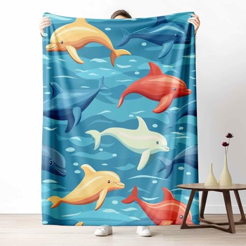 Wohndecke mit 3D Druck Unterwasserwelt Dolphin Flauschige Tagesdecke für das Schlafzimmer Meerestiere Tier Kuscheldecke als Überwurf für Sofa Cartoon Ozean Flanell & Sherpa Mix Weich, 180x230 cm Wohndecke mit 3D Druck Unterwasserwelt Dolphin Flauschige Tagesdecke für das Schlafzimmer Meerestiere Tier Kuscheldecke als Überwurf für Sofa Cartoon Ozean Flanell & Sherpa Mix Weich, 180x230 cm von LLponhg