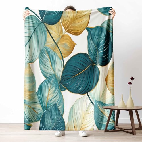 Wohndecke mit 3D Druck tropisch Blatter Flauschige Tagesdecke für das Schlafzimmer Modern Pflanzen Kuscheldecke als Überwurf für Sofa Luxuriöse Botanisch Flanell & Sherpa Mix Weich, 180x230 cm Wohndecke mit 3D Druck tropisch Blatter Flauschige Tagesdecke für das Schlafzimmer Modern Pflanzen Kuscheldecke als Überwurf für Sofa Luxuriöse Botanisch Flanell & Sherpa Mix Weich, 180x230 cm von LLponhg