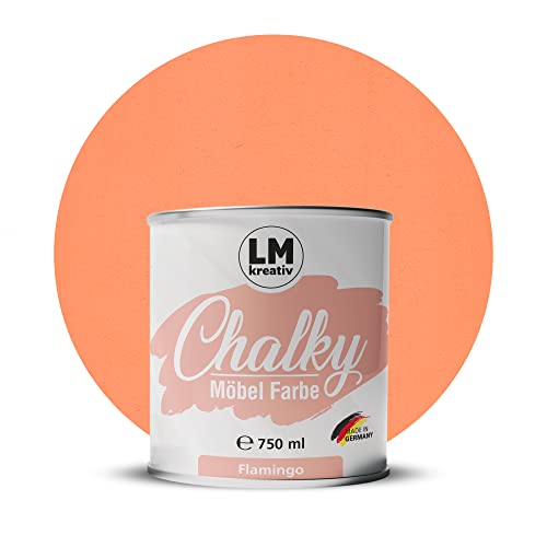 Chalky Möbelfarbe Kreidefarbe für Möbel 750 ml / 1,05 kg (Flamingo), matt finish In- & Outdoor Kreide-Farbe für Shabby-Chic, Vintage Look, Landhaus Stil Möbel streichen von LM-Kreativ