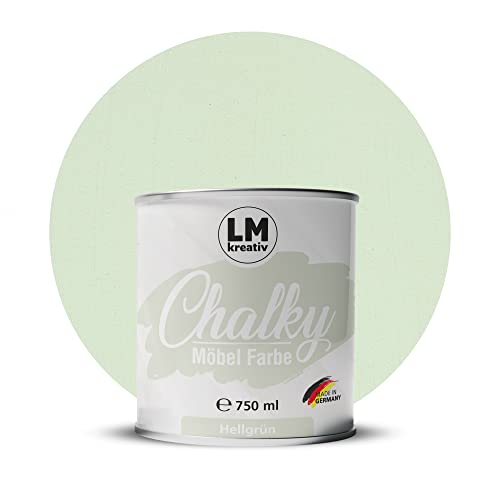 Chalky Möbelfarbe Kreidefarbe für Möbel 750 ml / 1,05 kg (Hellgrün), matt finish In- & Outdoor Kreide-Farbe für Shabby-Chic, Vintage Look, Landhaus Stil Möbel streichen von LM-Kreativ