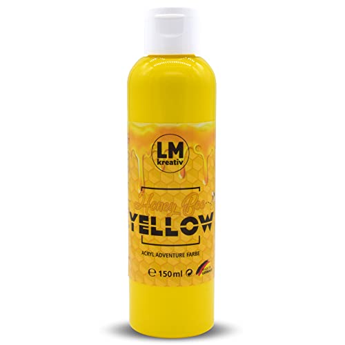 LM-Kreativ Acrylfarbe 150 ml - Honey Bee Yellow - Hochdeckende Acryl-Farbe, die perfekt für Künstler und Hobbymaler geeignet ist. Bestens geeignet als Holzfarbe oder zum Bemalen von Papier & Leinwand von LM-Kreativ
