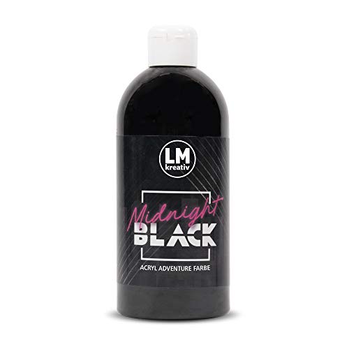 LM Acryl Adventure 500 ml - Midnight Black - Hochdeckende Acryl-Farbe, die perfekt für Künstler und Hobbymaler geeignet ist. Bestens geeignet als Holzfarbe oder zum Bemalen von Papier & Leinwand von LM-Kreativ