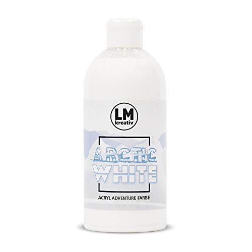 LM Acryl Adventure 500 ml - Arctic White - Hochdeckende Acryl-Farbe, die perfekt für Künstler und Hobbymaler geeignet ist. Bestens geeignet als Holzfarbe oder zum Bemalen von Papier & Leinwand von LM-Kreativ