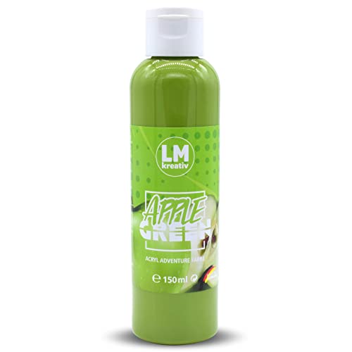 LM-Kreativ Acrylfarbe 150 ml - Apple Green - Hochdeckende Acryl-Farbe, die perfekt für Künstler und Hobbymaler geeignet ist. Bestens geeignet als Holzfarbe oder zum Bemalen von Papier & Leinwand von LM-Kreativ